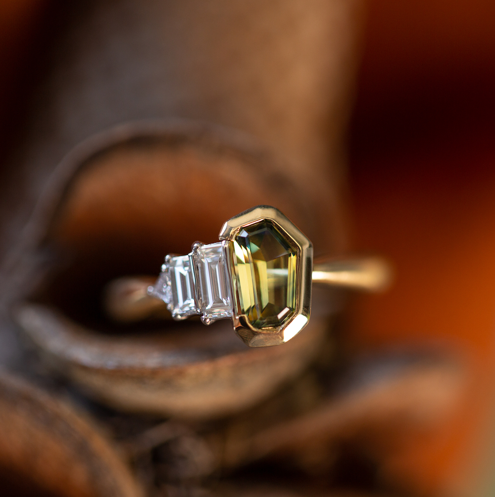 Freeform Australian Parti Sapphire Diamond Ring