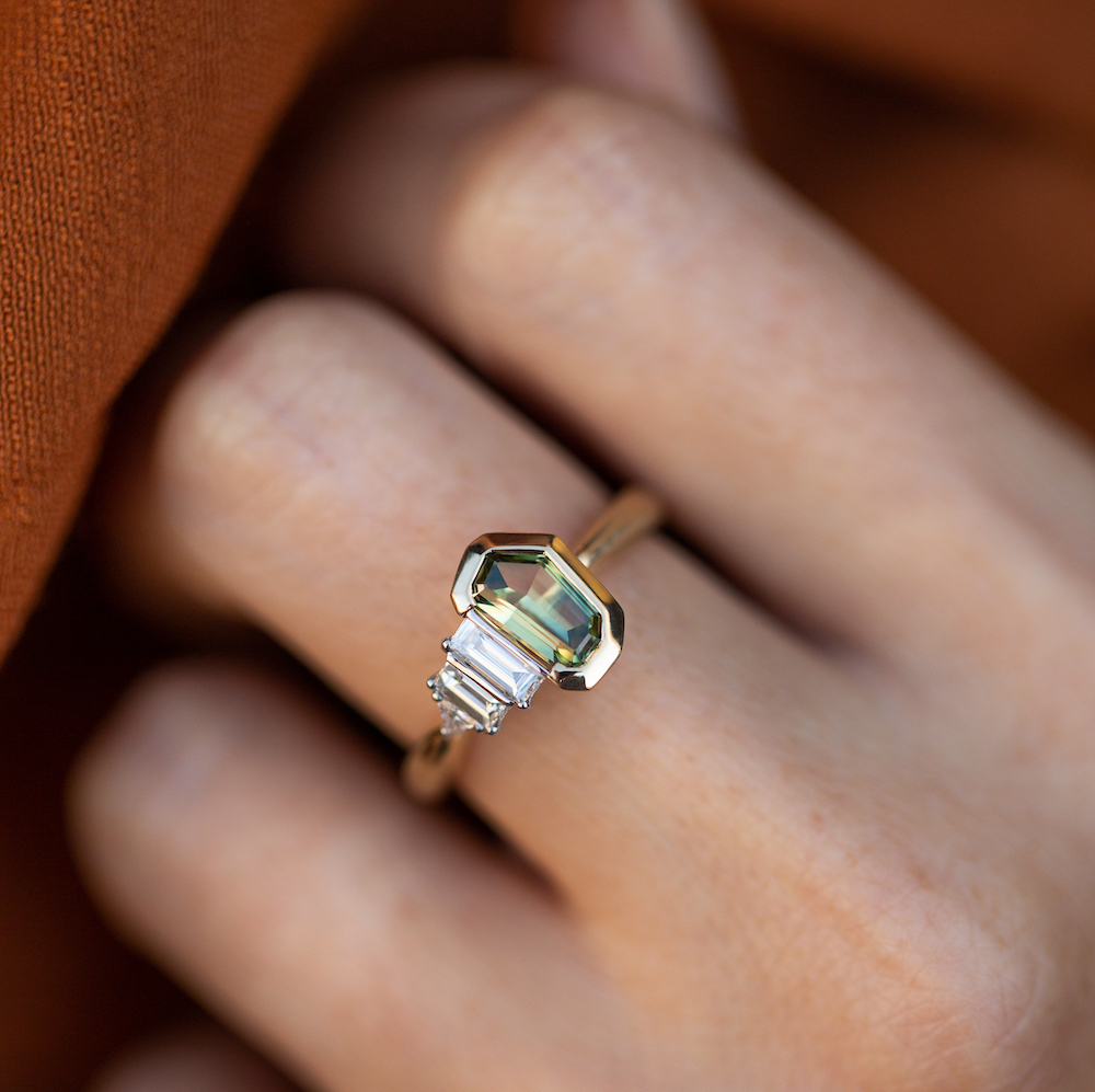 Freeform Australian Parti Sapphire Diamond Ring