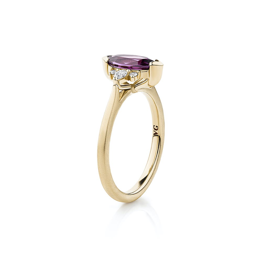 Rhodolite Garnet Diamond Ring