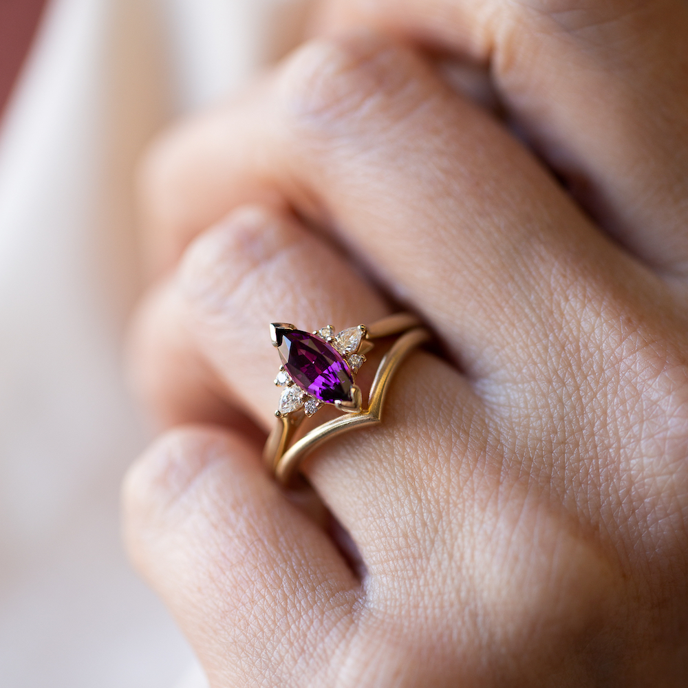 Rhodolite Garnet Diamond Ring