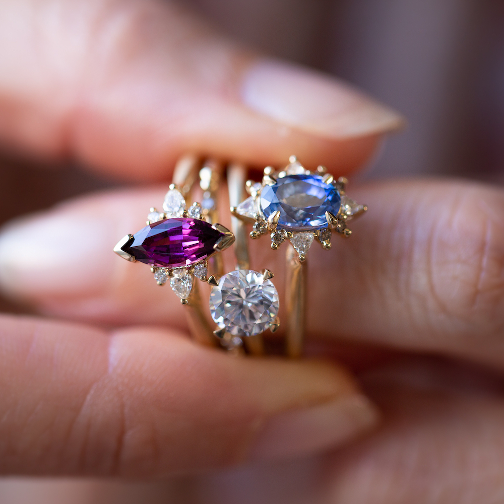 Rhodolite Garnet Diamond Ring