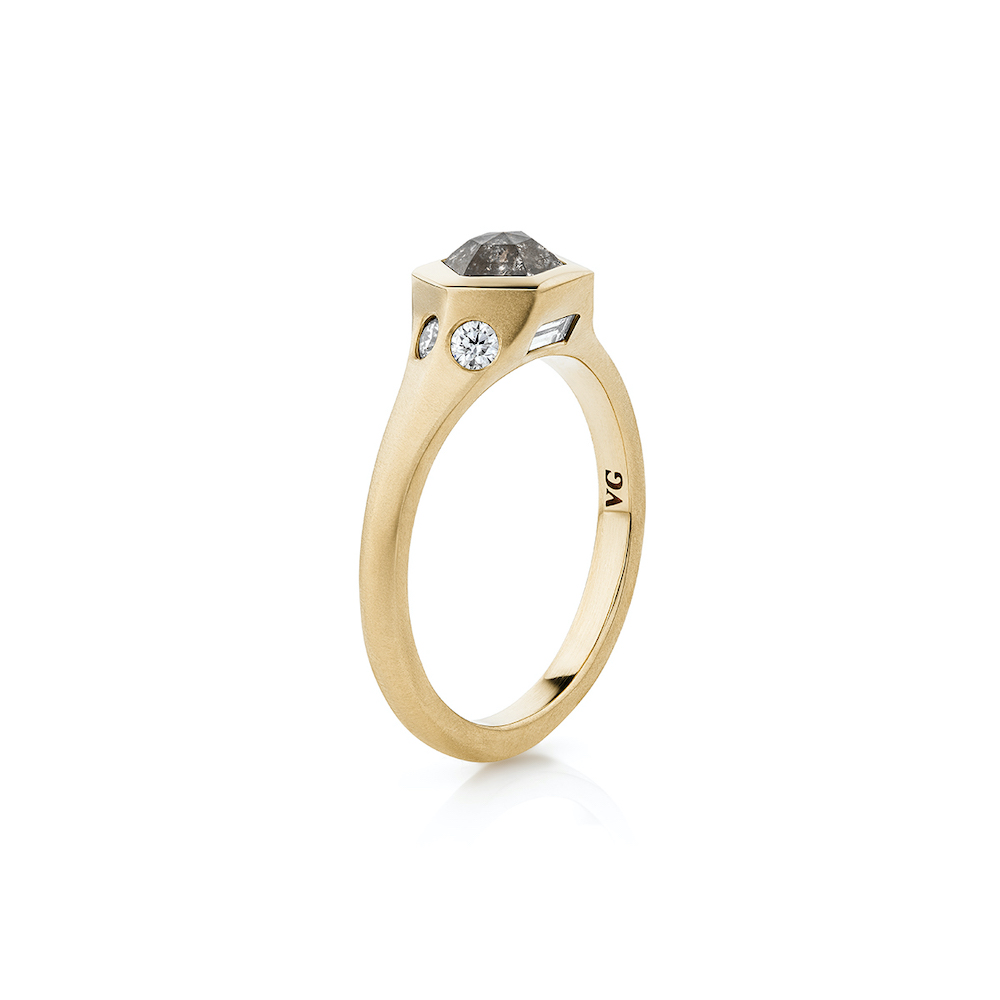 Salt and Pepper Diamond Ring