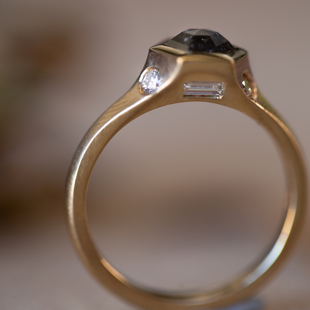 Salt and Pepper Diamond Ring