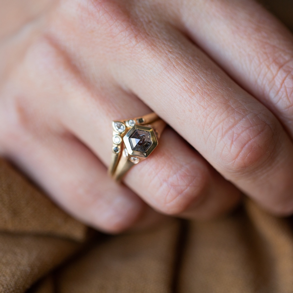 Salt and Pepper Diamond Ring