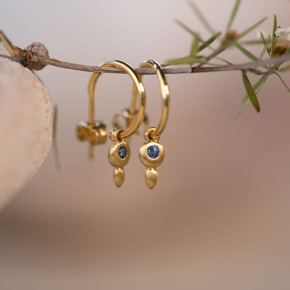Sapphire 9kt Yellow Gold Earrings